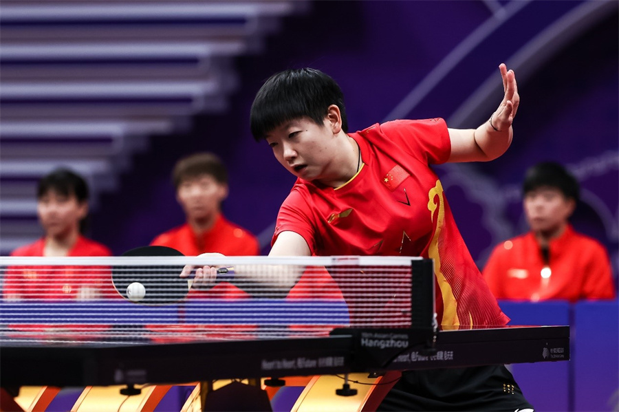 Hangzhou, China's Zhejiang Province. 7th Oct, 2023. Takahashi Noa of Japan  competes during the Women's Singles Final of Soft Tennis at the 19th Asian  Games in Hangzhou, east China's Zhejiang Province, Oct.