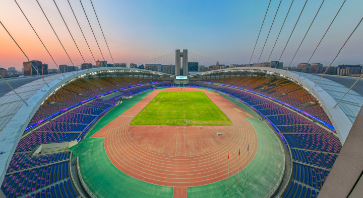 杭州黄龙体育中心亮新颜夜黄龙亚运氛围十足